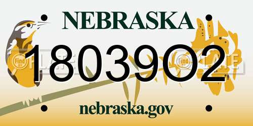 18039O2 Nebraska License Plate