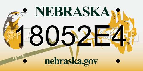 18052E4 Nebraska License Plate