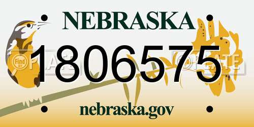 1806575 Nebraska License Plate
