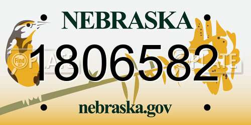 1806582 Nebraska License Plate