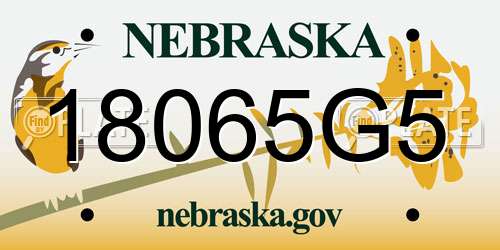 18065G5 Nebraska License Plate