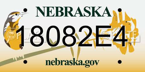 18082E4 Nebraska License Plate