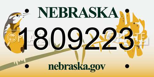1809223 Nebraska License Plate