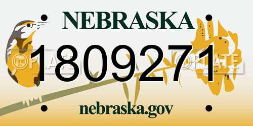 1809271 Nebraska License Plate