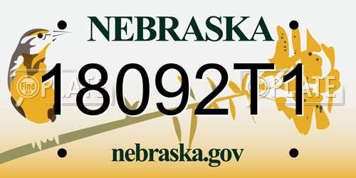 18092T1 Nebraska License Plate