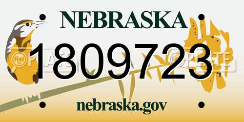 1809723 Nebraska License Plate