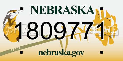 1809771 Nebraska License Plate