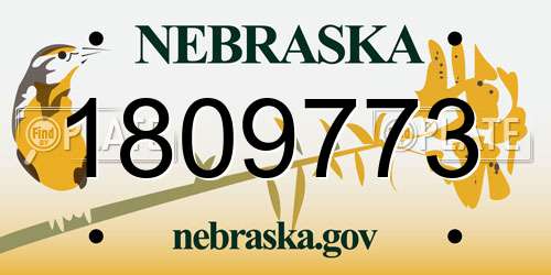 1809773 Nebraska License Plate
