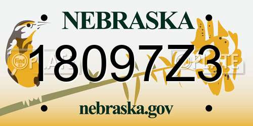 18097Z3 Nebraska License Plate