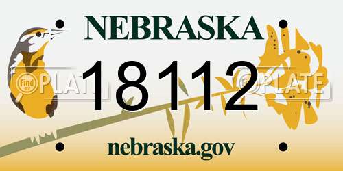 18112 Nebraska License Plate