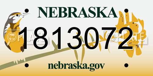 1813072 Nebraska License Plate