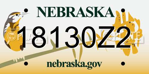 18130Z2 Nebraska License Plate