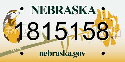 1815158 Nebraska License Plate