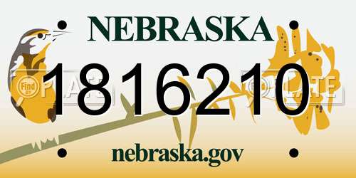 1816210 Nebraska License Plate