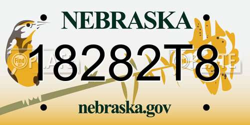 18282T8 Nebraska License Plate