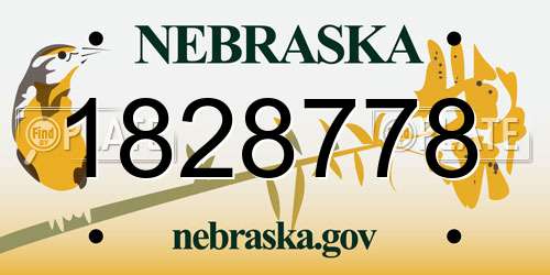 1828778 Nebraska License Plate