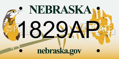 1829AP Nebraska License Plate