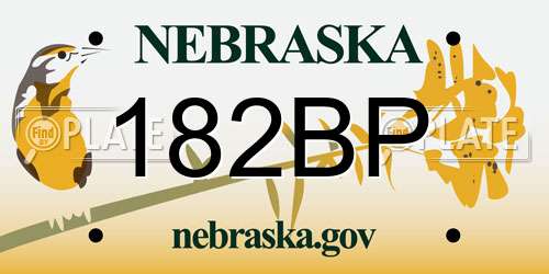 182BP Nebraska License Plate