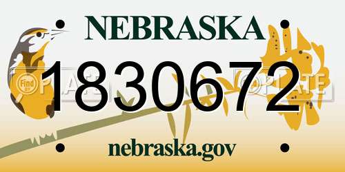 1830672 Nebraska License Plate