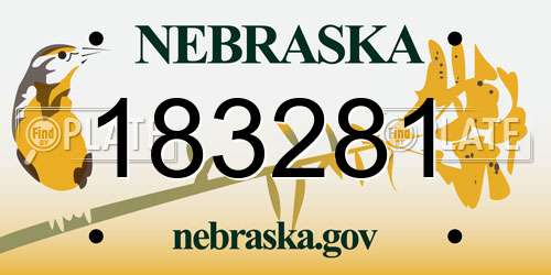 183281 Nebraska License Plate