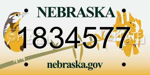 1834577 Nebraska License Plate