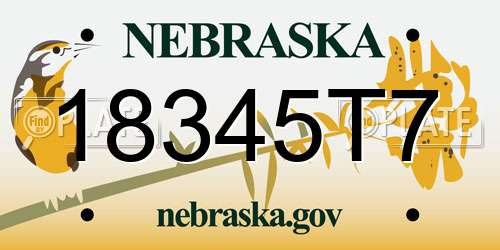 18345T7 Nebraska License Plate