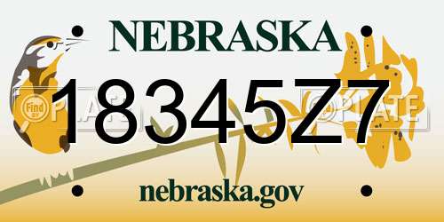 18345Z7 Nebraska License Plate
