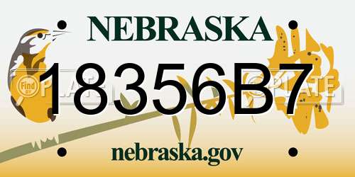 18356B7 Nebraska License Plate