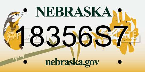 18356S7 Nebraska License Plate