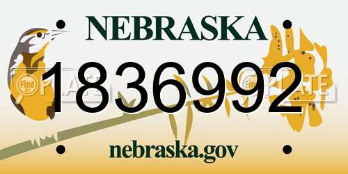 1836992 Nebraska License Plate