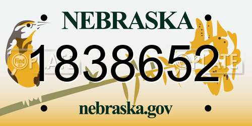 1838652 Nebraska License Plate