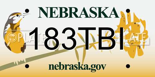 183TBI Nebraska License Plate