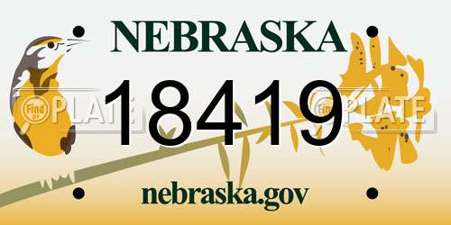 18419 Nebraska License Plate