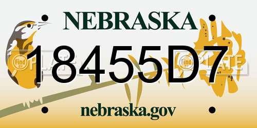 18455D7 Nebraska License Plate