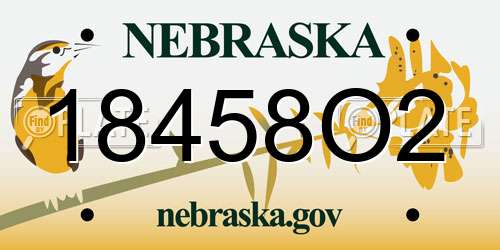 18458O2 Nebraska License Plate