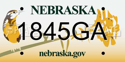 1845GA Nebraska License Plate
