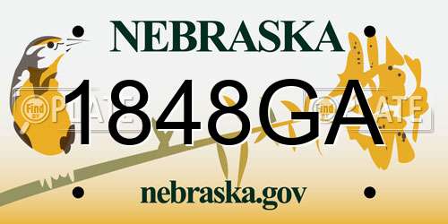 1848GA Nebraska License Plate