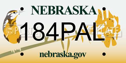 184PAL Nebraska License Plate