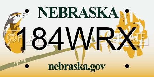 184WRX Nebraska License Plate