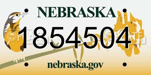 1854504 Nebraska License Plate