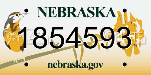 1854593 Nebraska License Plate