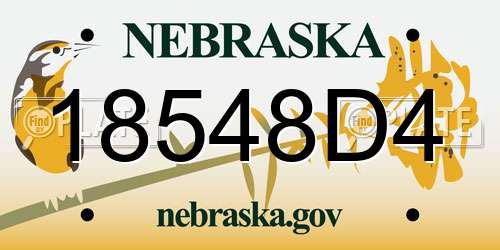18548D4 Nebraska License Plate
