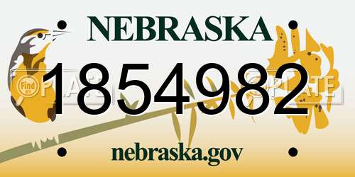 1854982 Nebraska License Plate