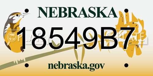 18549B7 Nebraska License Plate