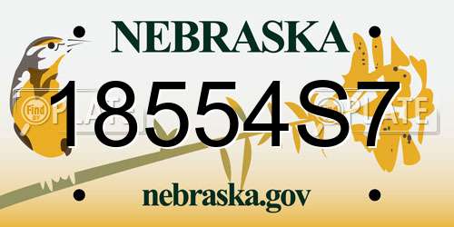 18554S7 Nebraska License Plate