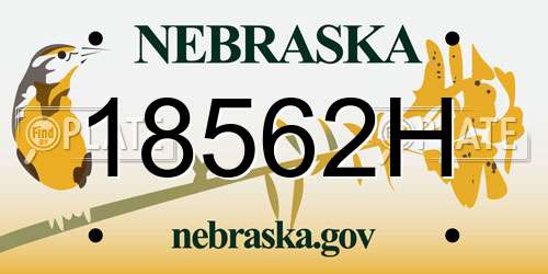 18562H Nebraska License Plate