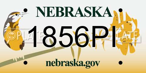 1856PI Nebraska License Plate