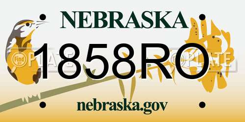1858RO Nebraska License Plate