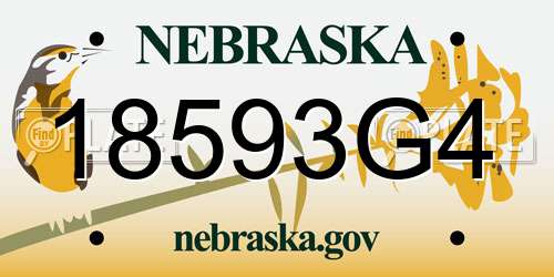 18593G4 Nebraska License Plate