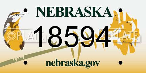 18594 Nebraska License Plate